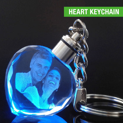 Personalized Laser Engraved Crystal Glass Keychain with 7 Color Changing Led Lights